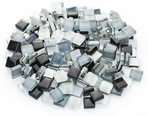 Softglas-Mosaik, Grautöne, 10 x 10 mm, 200 g