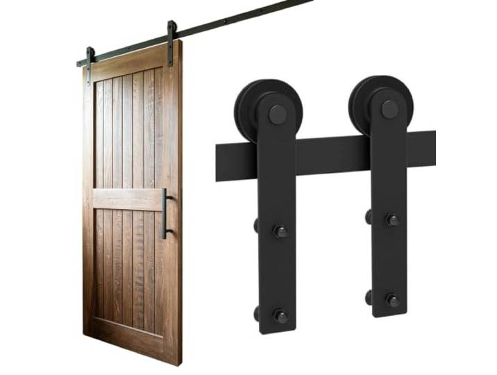 Hardware-Schienenbeschläge für Schiebetüren, mattschwarz Leise Schiebetürrollen und Schienen aus Kohlenstoffstahl für Schlafzimmer/Arbeitszimmer/Kleiderschrank(350cm)