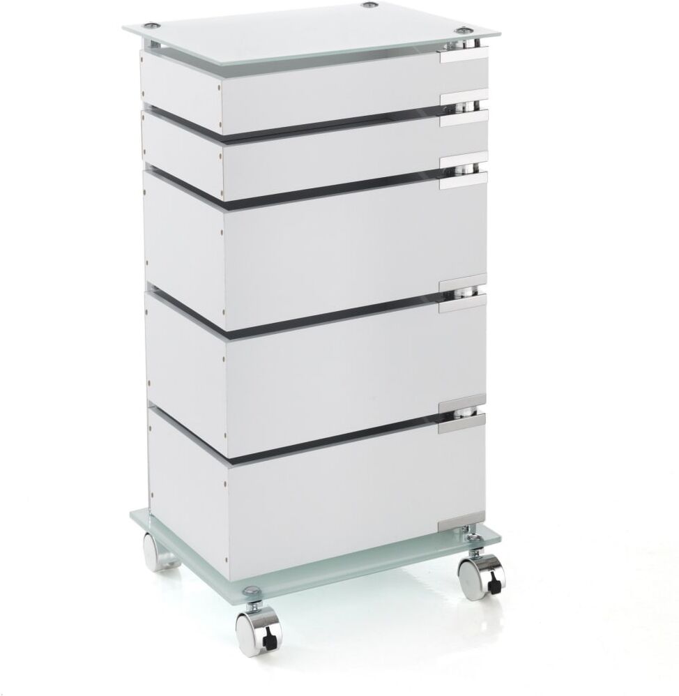 ORESTELUCHETTA Cajonera 5 cajones mdf blanco con ruedas 74x38,5x31,5 cm