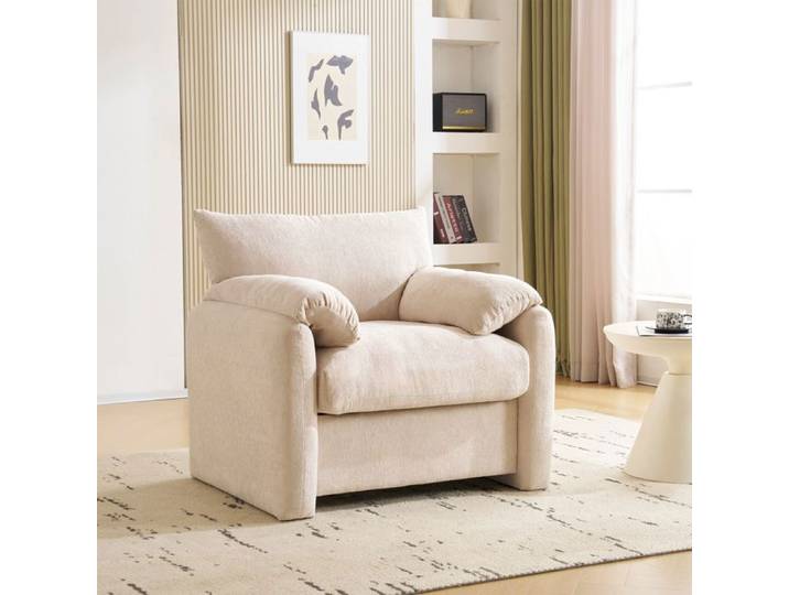 Chenille Tissu Design Moderne Grand Fauteuil XXL Canapé Solo & Chaise Décorative – Idéal pour Salon et Chambre