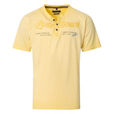 Henleyshirt CASAMODA "CASAMODA Henley Print", Herren, Gr. XL, gelb, 100% Baumwolle, Shirts