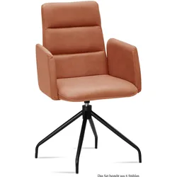 ARMLEHNSTUHL drehbar (6er-Set) Domona 52x92x60 Schwarz/Cognac