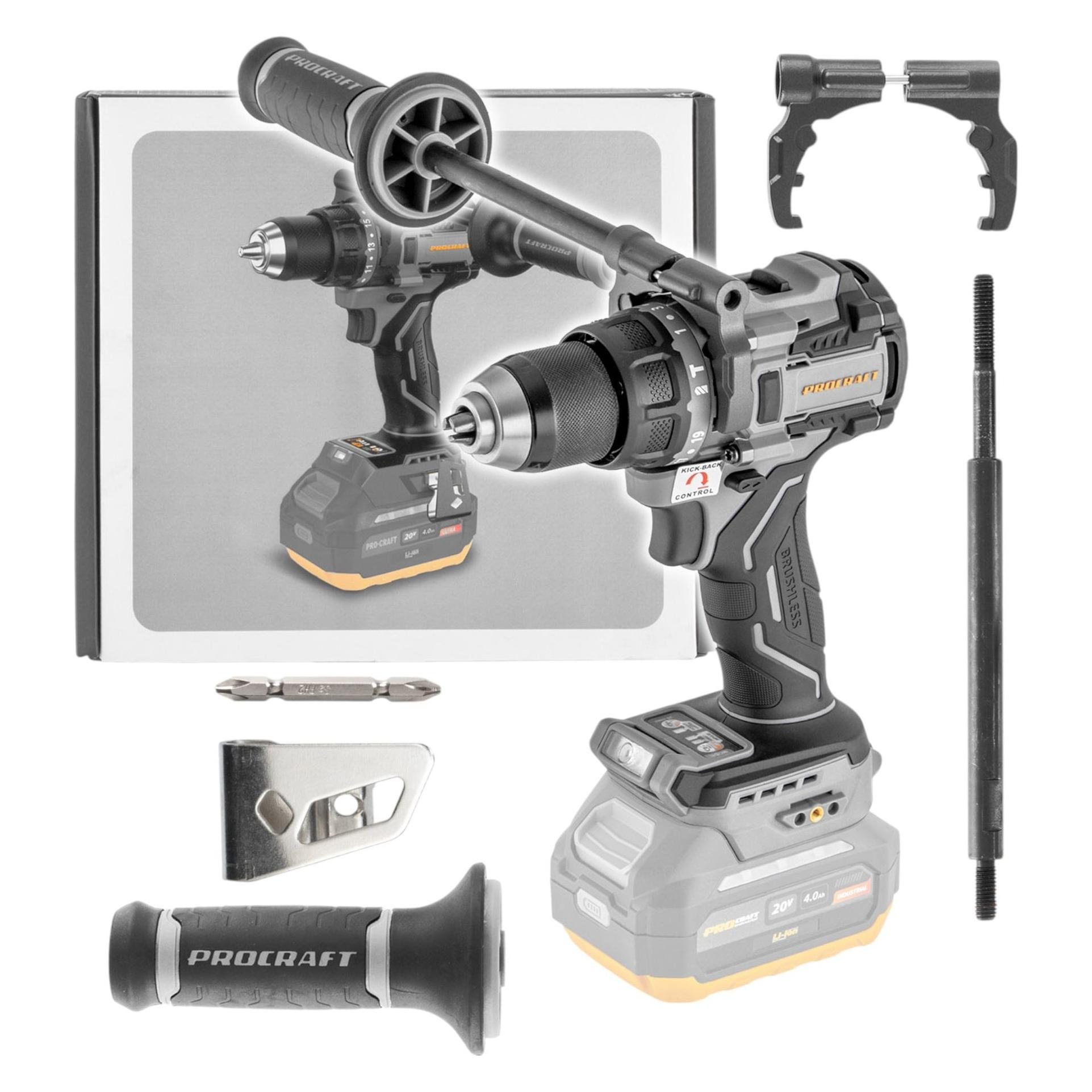 Procraft Industrial CD20C-BB Akku Schlagbohrschrauber 20 V 120 Nm Brushless Solo - ohne Akku, ohne (Schlagbohrschrauber) (CD20C-BB)