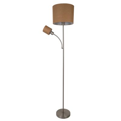 NÄVE Stehlampe "Filomena", silber, 2, Ø 30,1cm H: 165cm, 1 Stk., Leuchten, Schirm braun, inkl. Lesearm, inkl. Druckschalter, H: 165cm, Stehlampe
