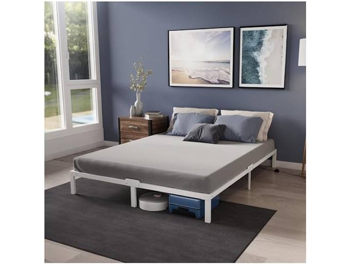 Dreamzie - Bett 140x200 Weiß mit Lattenrost aus Metall - 35 cm Höhe 32 cm Stauraum · Bettgestell · Für Matratzen geeignet · Stabile Konstruktion · Leichte Montage · Modernes Design