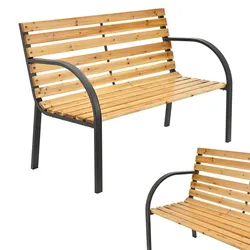 Juskys Gartenbank Modena – 2-Sitzer Sitzbank mit Armlehnen & Rückenlehne – 120x62x82 cm