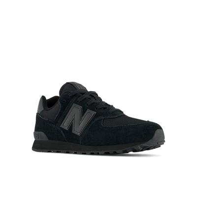 Sneaker NEW BALANCE "574", Mädchen, Gr. 36, schwarz, Leder, Synthetik, Textil, Schuhe Sneaker, mit niedrigem Schaft, aus Leder und Textil