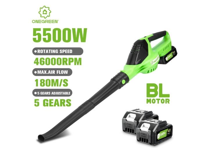 Souffleur d'air électrique sans fil ONEGREEN 5500W, 5 vitesses, souffleur de feuilles, outil de nettoyage de la poussière et de la neige, pour batterie Makita 18V