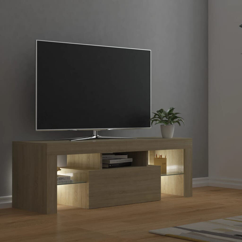 Ivy Bronx Kumari TV Cabinet with LED Lights Sideboard TV Stand TV Unit Hifi Cabinet Sonoma Oak 50"