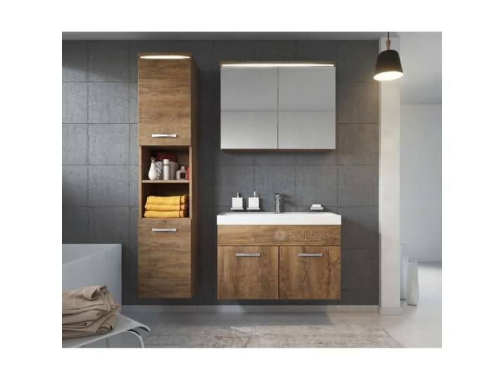 Meuble de salle de bain Paso 80x40 cm - Lefkas - Ensemble salle de bain + meuble miroir + meuble colonne