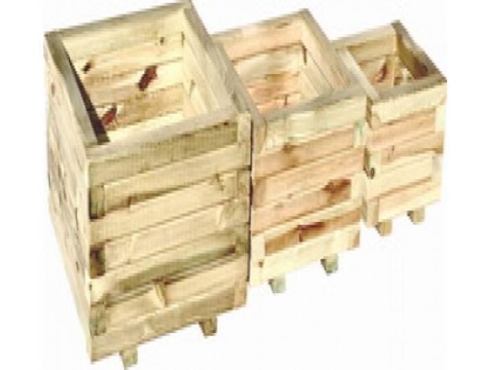 Bloembak plantenbak hout vierkant set