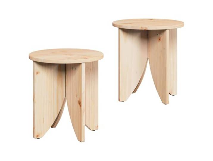 LASWWQMRF Couchtisch 2er Set Rund Massivholz Kiefer Beistelltisch Natur Rustikales 2er Satztisch Set aus Holz für Wohnzimmer und Schlafzimmer, flexibel platzierbar und platzsparend.