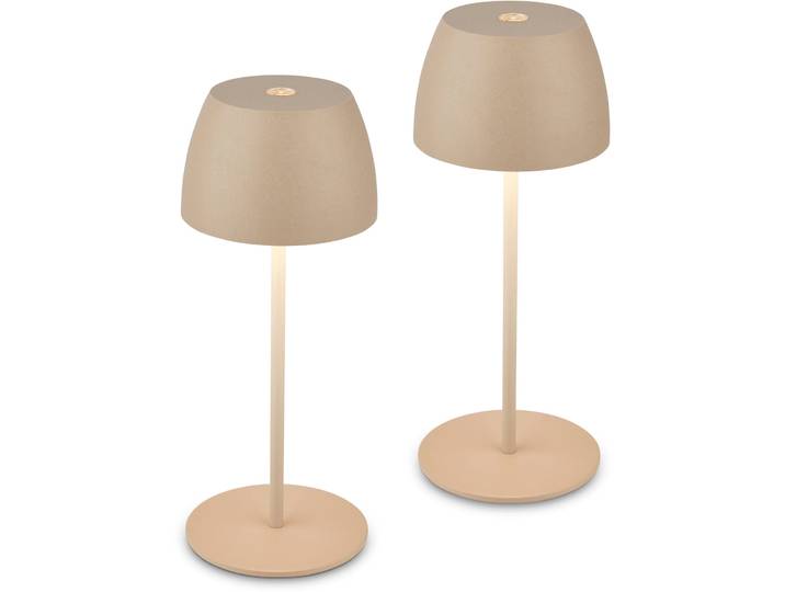 BRILONER LEUCHTEN Tischleuchte 2er Set LED Tischlampe kabellos, beige , beige, Leuchten, 2er Set Tischlampe kabellos 20x8cm Beige 2,5W, Tischleuchte