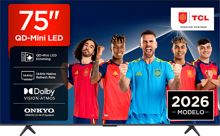 TV QD-Mini LED 75" - TCL 75P8L, UHD 4K, AiPQ Pro Processor, Smart TV, DVB-T2, Negro