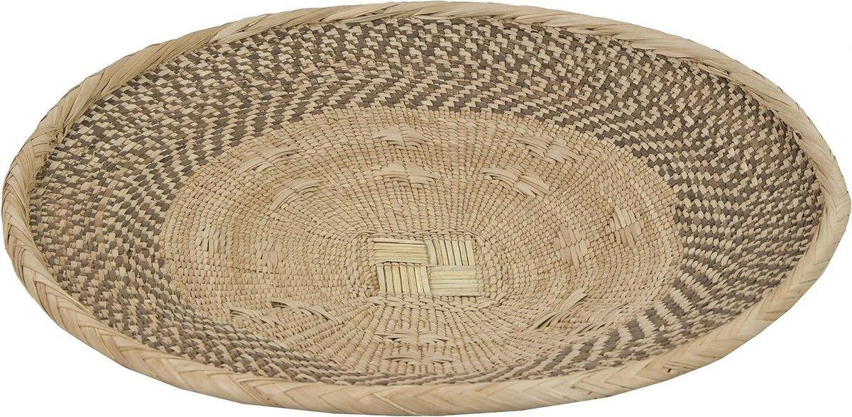 Handgemaakte gevlochten mand kom in natuurlijke kleur - 44 cm