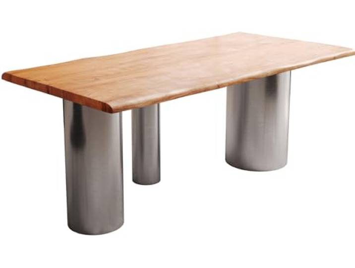 Esszimmertisch Edge Akazie Natur 200x100 Troa Edelstahl gebürstet Live-Edge