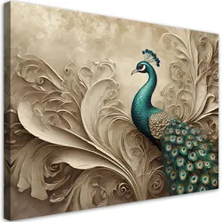 WANDBILD pfau vogel tiere beige