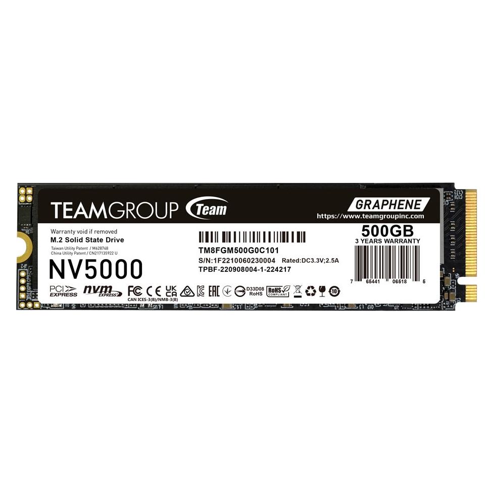 Teamgroup SSD 500GB NV5000 TM8FGM500G0C101 PCIe M.2 PCIe 4.0 x4 (500 GB, M.2 2280) (TM8FGM500G0C101)