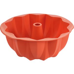 Tescoma Backform DELICIA SiliconPRIME, Hoher Gugelhupf, Ø 24 cm, orange, Rosette, Gugelhupfform