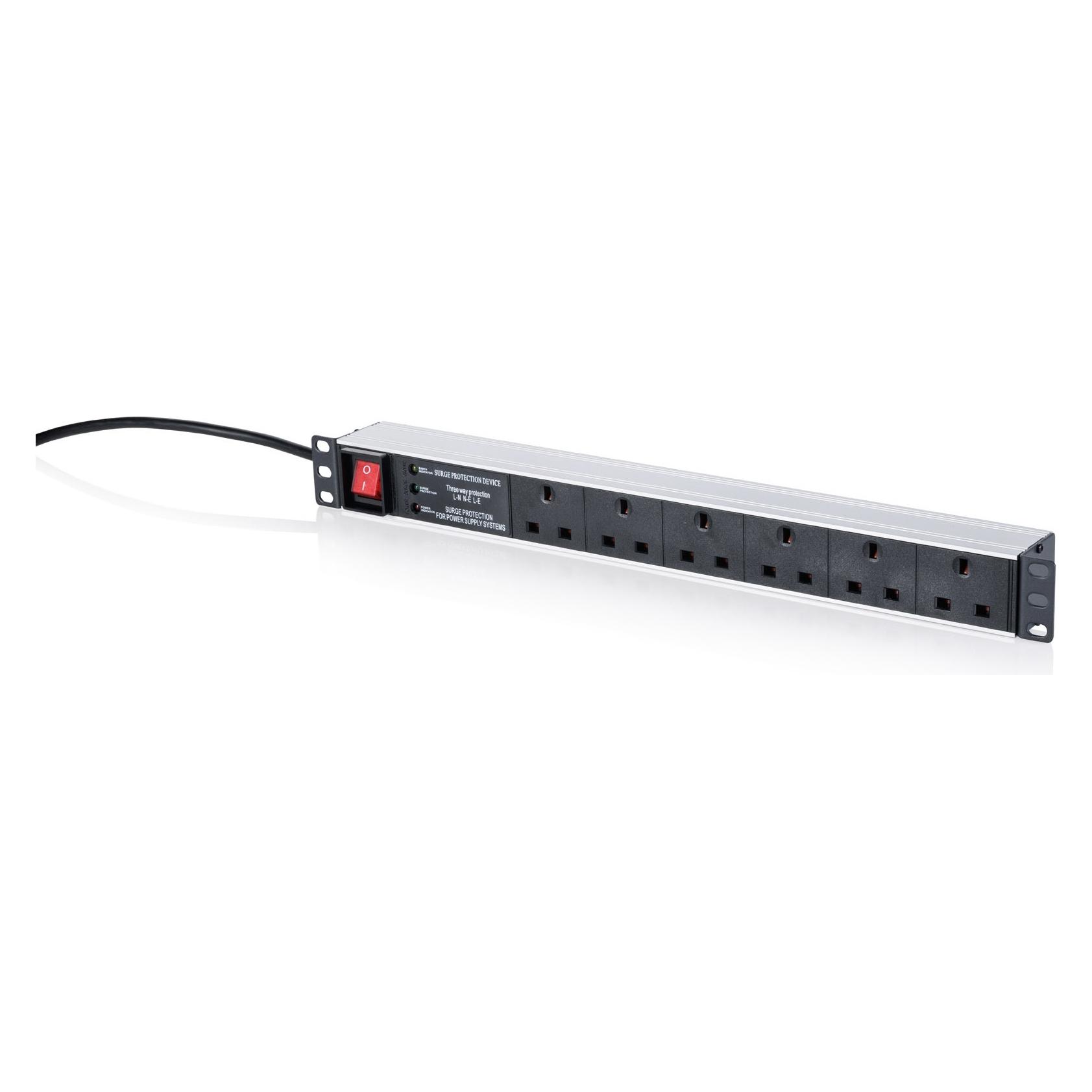 Digitus 1U PDU,19",Schalter u. Überspannungsschutz, Filter 6x UK Steckdosen, 1,8 m langes Kabel, UK Stecker (DN-95460)