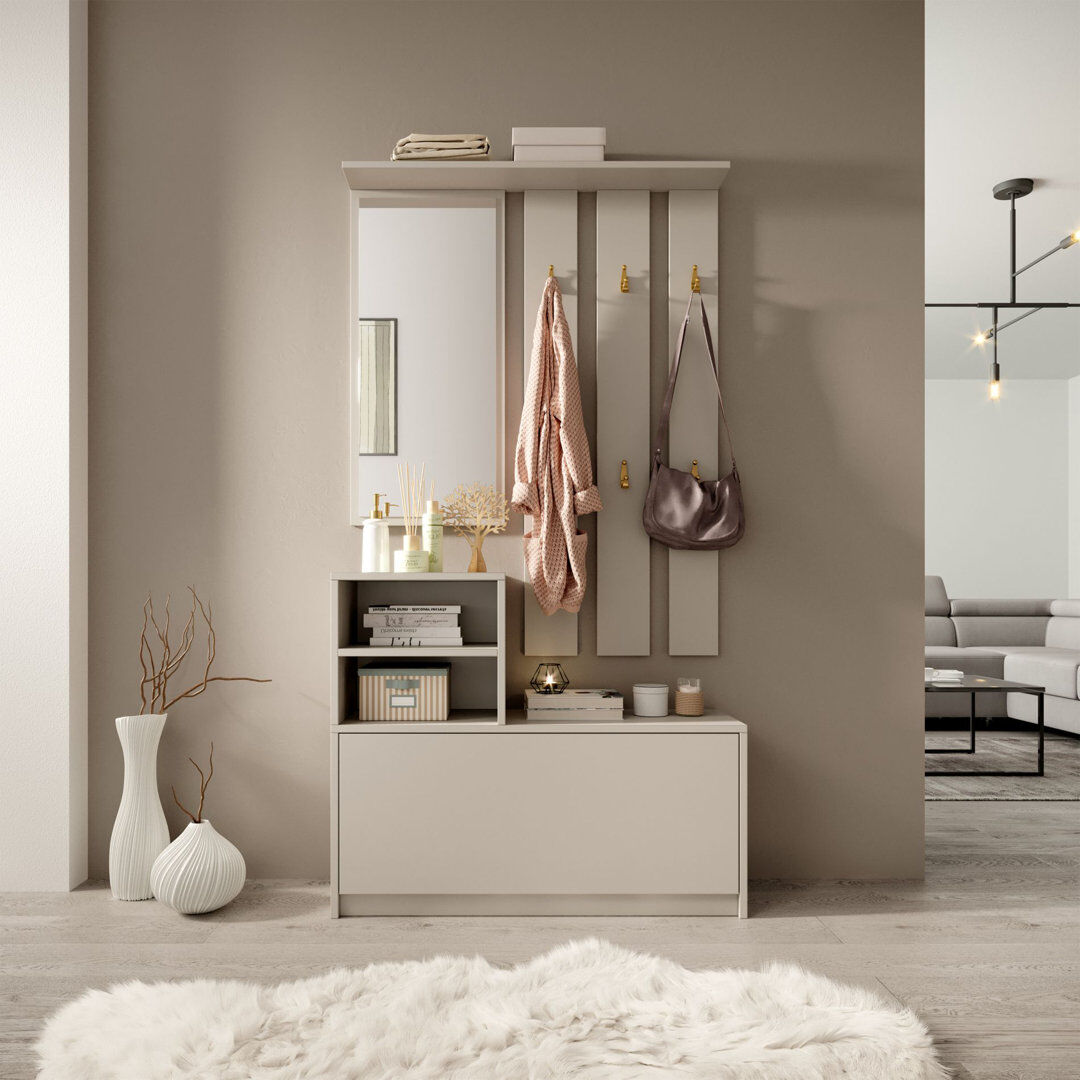 17 Stories Hall Tree 85cm Wide Beige 160cm H X 85cm W X 24cm D