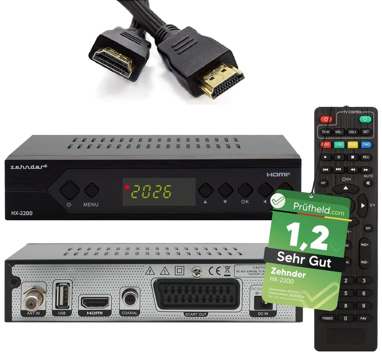 Selius Satellietontvanger met opnamefunctie en HDMI-kabel, HD-compatibel