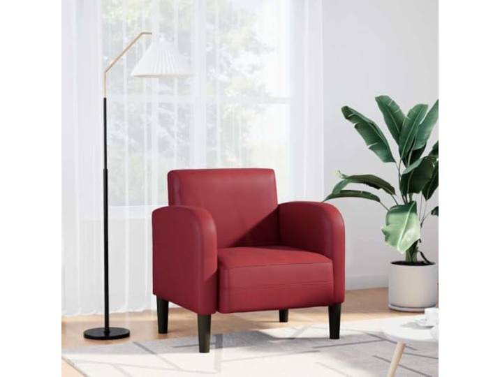 HEFZGDB Sessel mit Armlehnen Weinrot 54 cm Kunstleder, Polstersessel für Wohnzimmer und Büro, bequemes Sitzmöbel mit Federkern und Schaumstoff, langlebiges Kunstleder, Robustes
