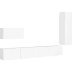 vidaXL 4-tlg. TV-Schrank-Set Weiß Holzwerkstoff