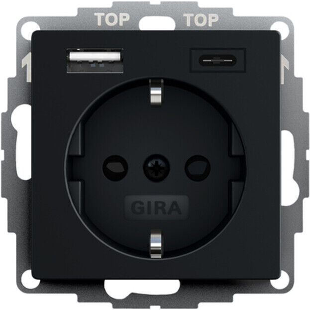 Gira Prise+USB 2459005 noir mat (2459005)