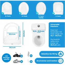 Kesser, WC Deckel, Toilettendeckel mit Absenkautomatik & Softclose aus Duroplast