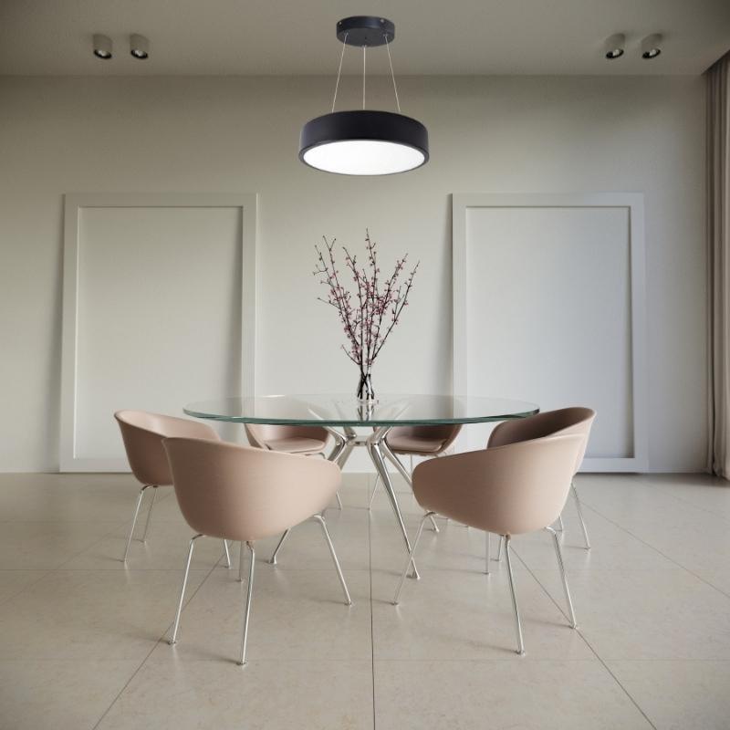 Optonica Kit Plafonnier LED Noir 18W 25cm avec Kit de Suspension - Blanc Chaud 2300K - 3500K