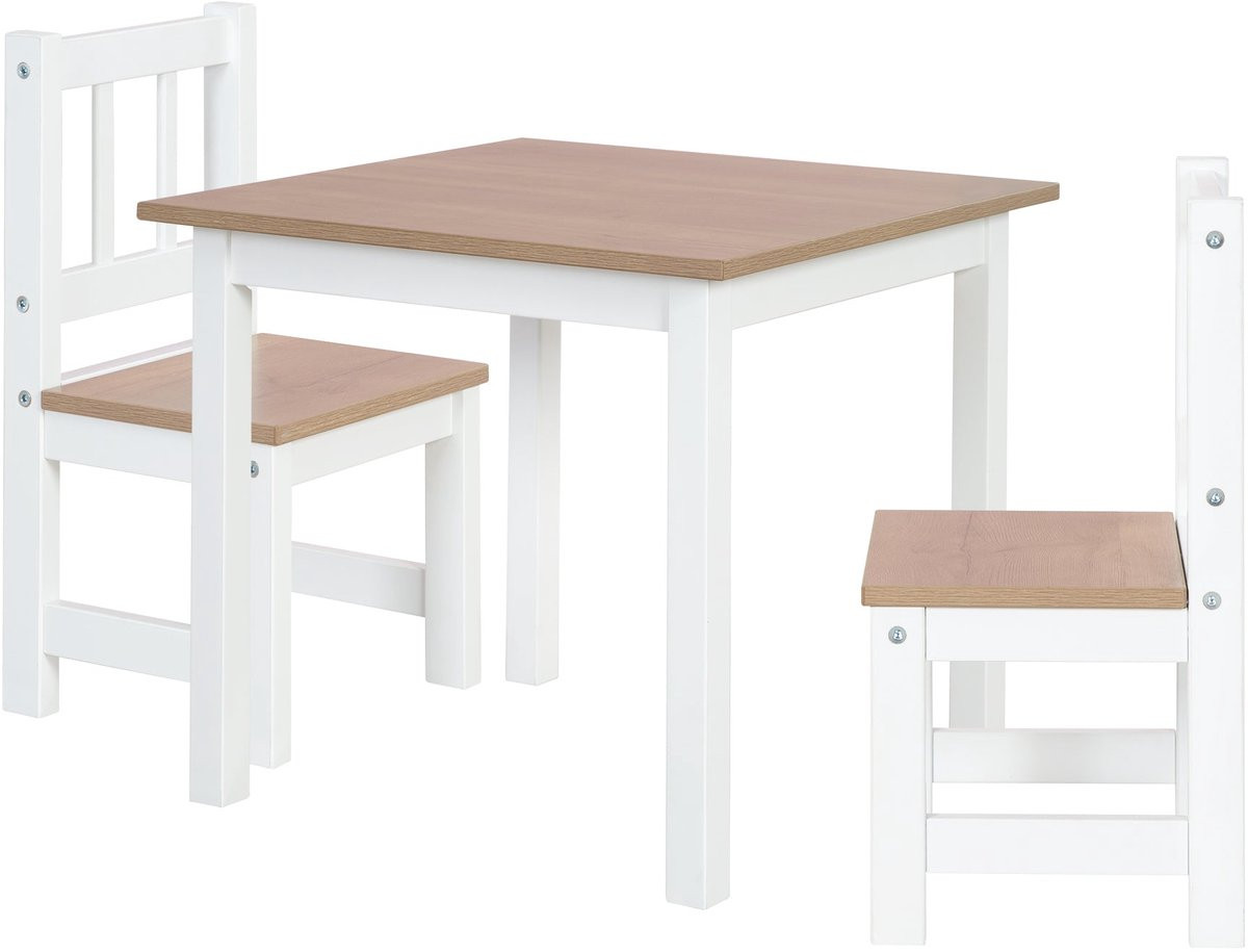 Roba Kindertafel en 2 Stoelen Set Woody Grijs
