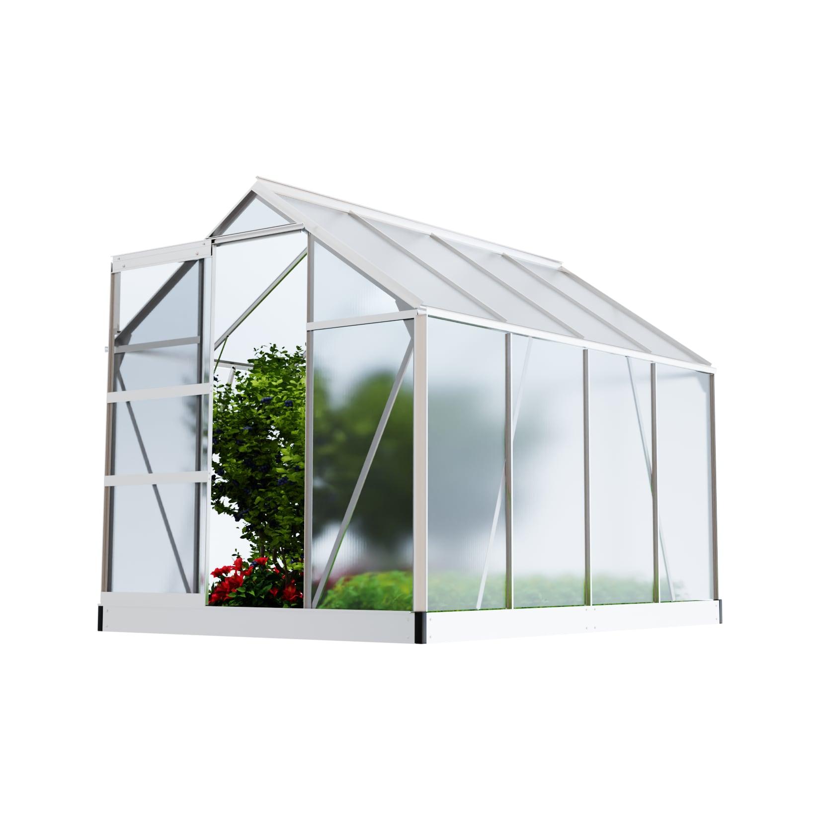 GARMIO® Gewächshaus NEAPEL 250x190cm für den Garten, Alu Frühbeet inklusive Fundament, 2 Dachfenster, UV-Schutz, Tomatenhaus
