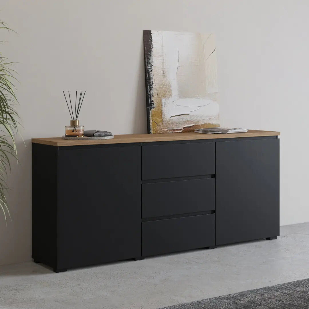 17 Stories Tavi 150 cm W Sideboard Black 68cm H X 150cm W X 35cm D