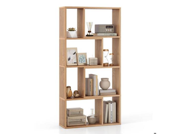 Bibliothèque Meuble de Rangement et Exposition 8 Casiers Étagère Géométrique 4 Niveaux Salon Bureau Naturel