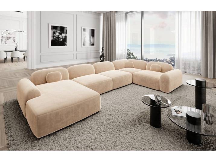 Wohnlandschaft Barcelona U-Form aus Stoff