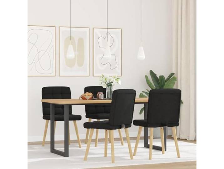 HKLGBVCR Esszimmerstühle, Schwarz, 4 Stück Weicher Polyesterstoff, Rahmen aus Metall und Holz, dicker Schaumstoff, Esszimmer, Wohnzimmer, Gästezimmer
