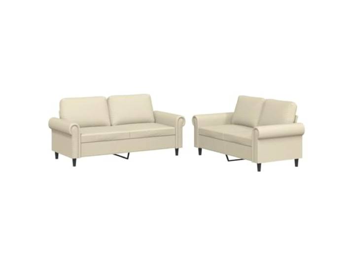 Todiikf 2-TLG. Sofagarnitur mit 4 Kissen Kunstleder Creme Modernes Polstermöbel Set für Wohnzimmer und Lounge. Pflegeleichtes Kunstleder, stabil und mit bequemen Kissen.
