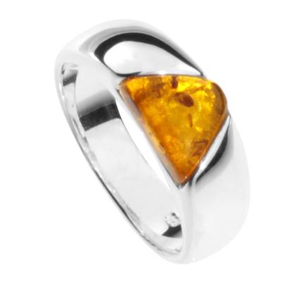 Fingerring OSTSEE-SCHMUCK "- Asta - Silber 925/000 - Bernstein" Gr. 64, silber (silber 925, silberfarben, weiß), Fingerringe, Damen, 64, Fingerring