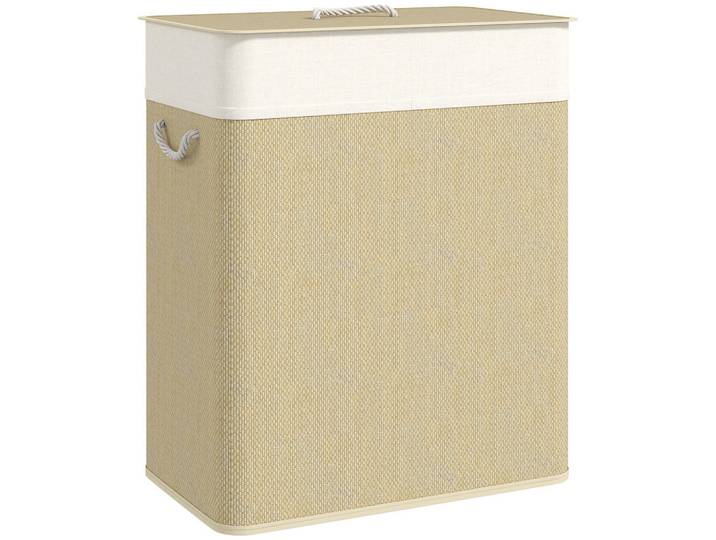 Homcom Bambus Cremeweiß, Hellbraun, Bambusholz, Echtholz,Bambus, 32x63x52 cm, Haushalt & Reinigung, Wäschepflege, Wäschekörbe & Tonnen