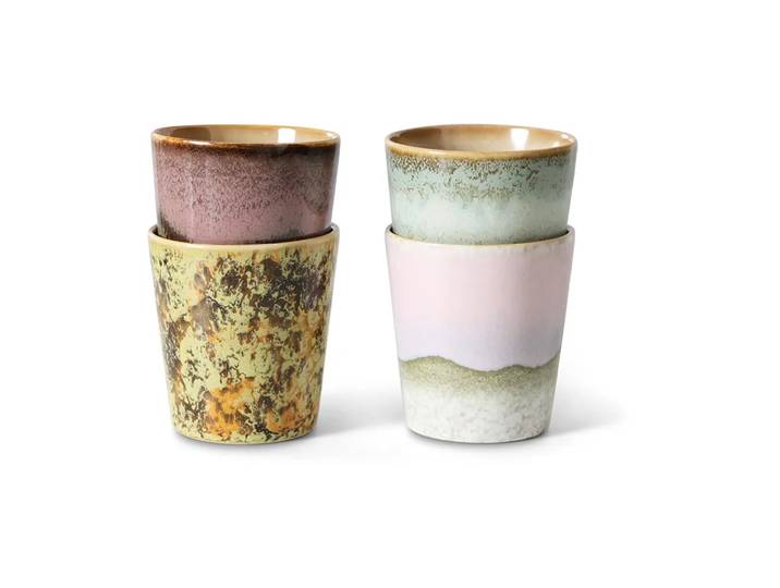 HKliving Mug 70 s, 4-pack Serendipity'