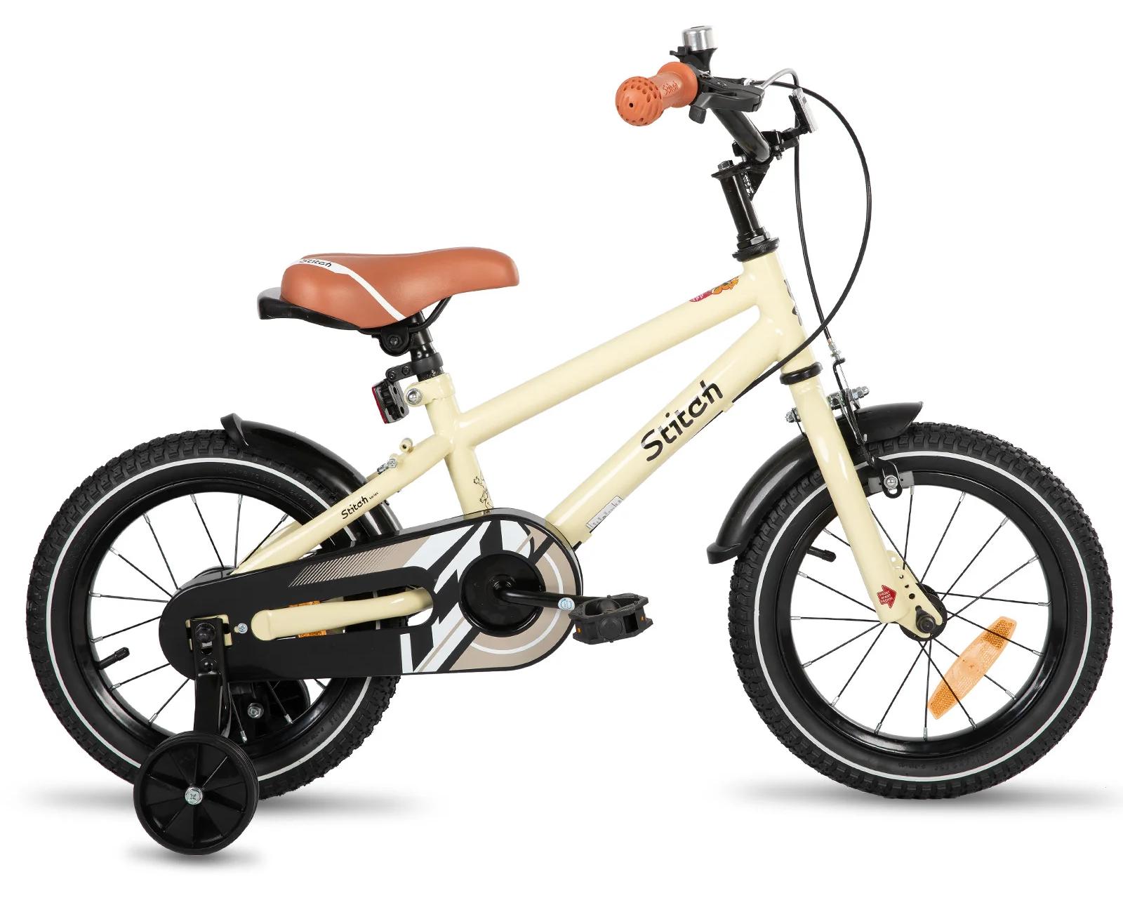 Kinderfahrrad 35 cm - Fahrrad Für Mädchen Und Jungen 3-9 Jahre - Mit Stützrädern - Stabiler Stahlrahmen - V-Brake Vorn, Rücktrittbremse Hinten - Beige