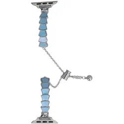 Neue Armbanduhr GlacierX Slider Clasp Tidal Arc Bracelet Silver Sea für Apple Watch 38/40/41mm Silber-Blau