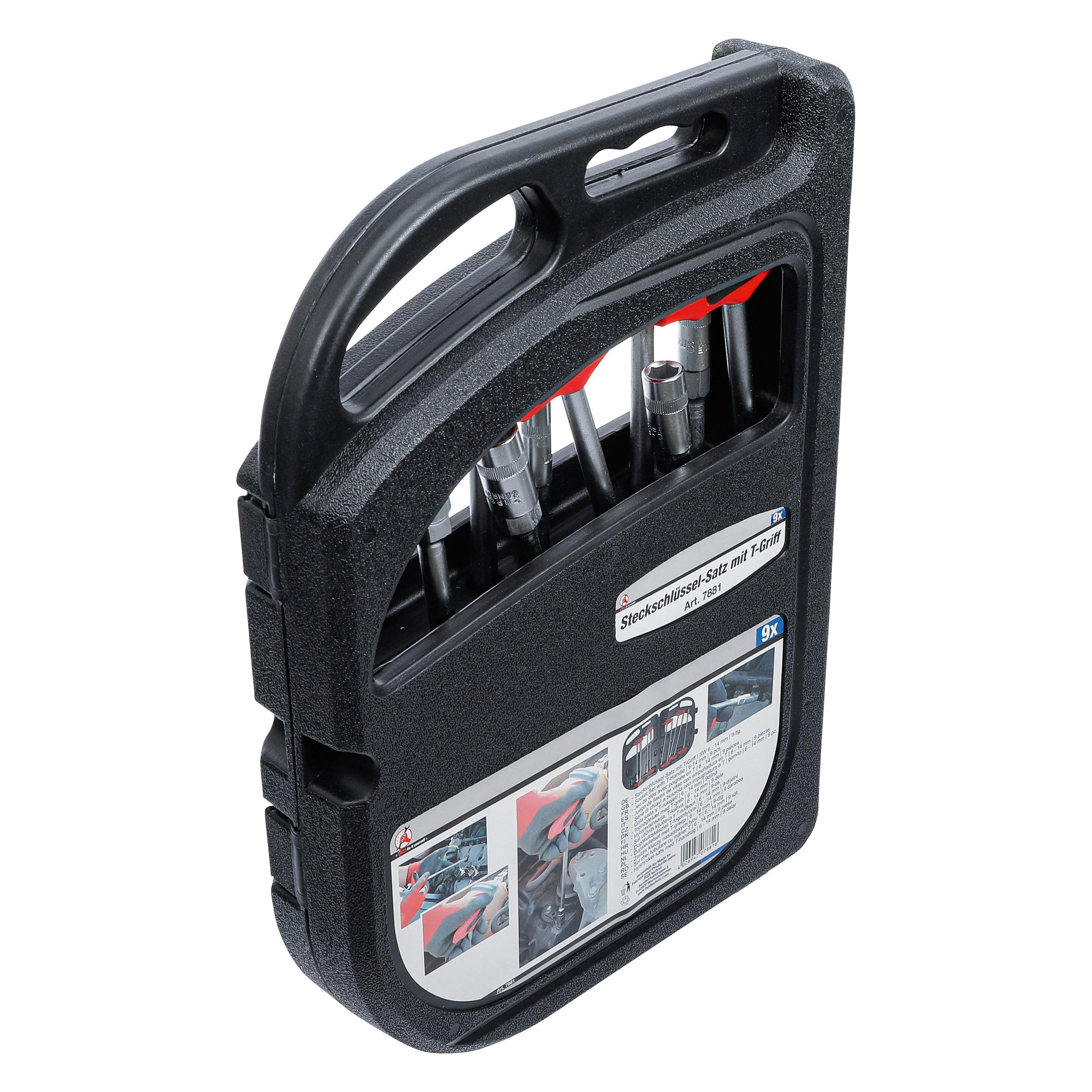 BGS Steckschlüssel-Satz mit T-Griff | SW 6 - 14 mm | 9-tlg. (6-Kant) (7881)