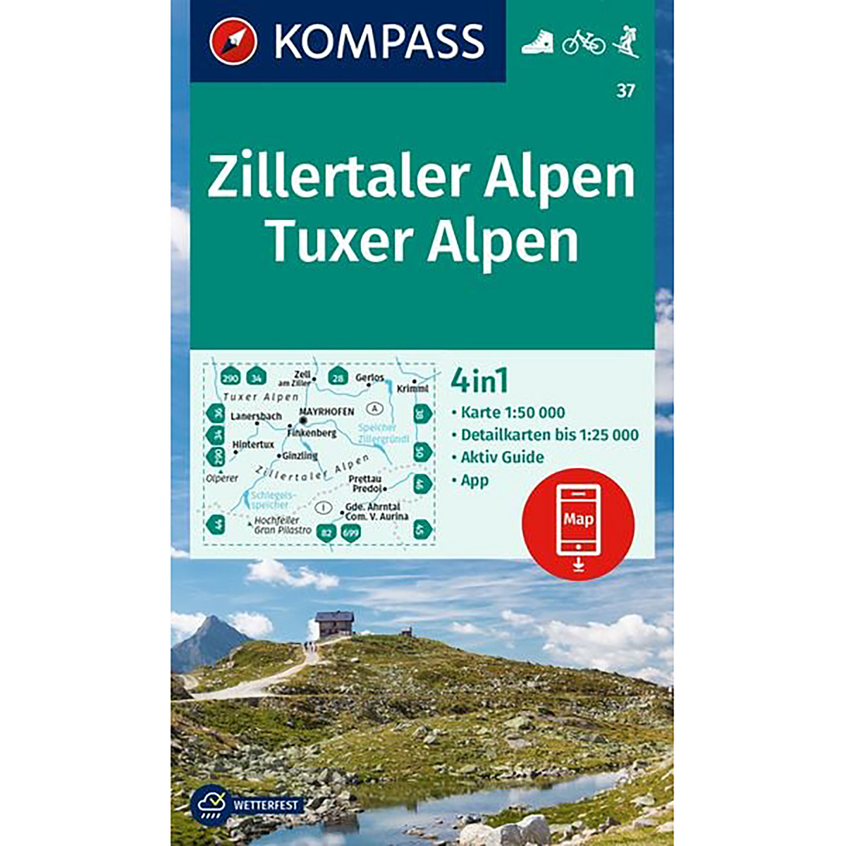 Kompass Verlag WK 37 Zillertaler Alpen - Tuxer Alpen (Größe One Size, 2. Aufl. 2024)