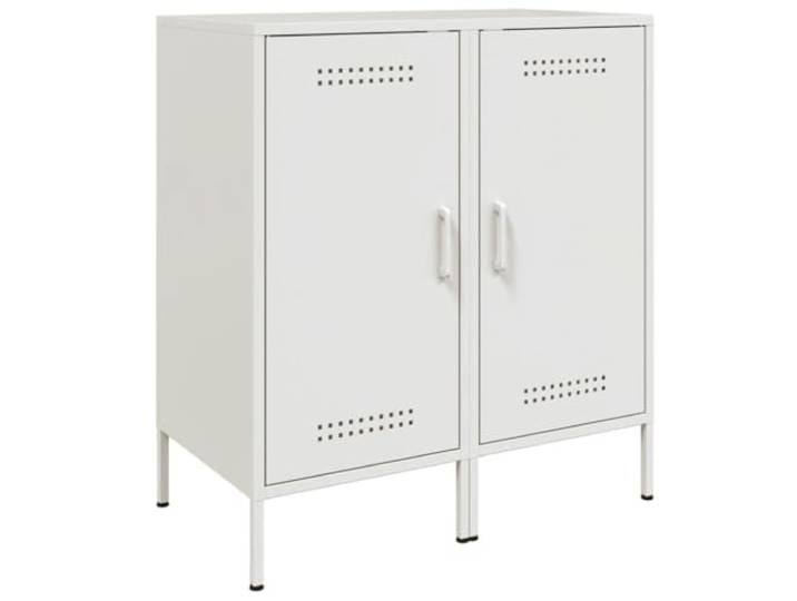 KGHFDVB Sideboards 2 STK. Weiß 36x39x79 cm Stahl Kaltgewalzter Stahl, Verstellbare Füße, 2 Türen, Für Wohnzimmer Schlafzimmer