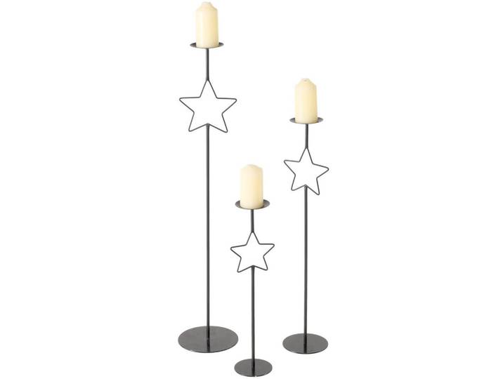 Boltze Home Kerzenhalter aus Metall mit Stern Guila, Schwarz, 20x99.5x20 cm, Dekoration, Kerzen & Kerzenhalter, Teelichthalter