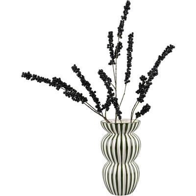 Dekovase MIRRORS AND MORE "SAVANNA", grün, B:16cm H:28cm, Keramik, Vasen, Dekovase mit Streifen