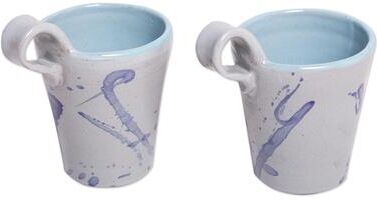 Novica Handmade Piping Hot Ceramic Mugs (Pair)