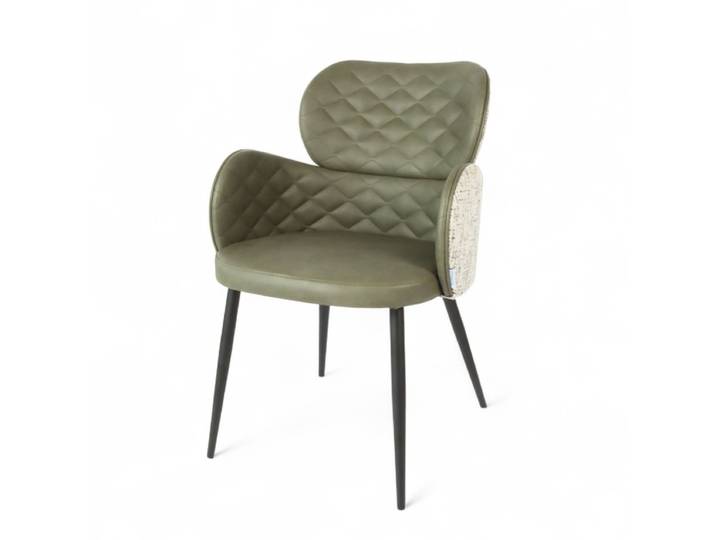 Fauteuil d'intérieur ROMA - Similicuir Vert et tissu chiné